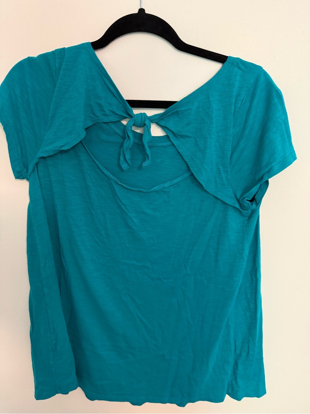 Women’s Teal Tie-Back Maternity Short Sleeve Top
